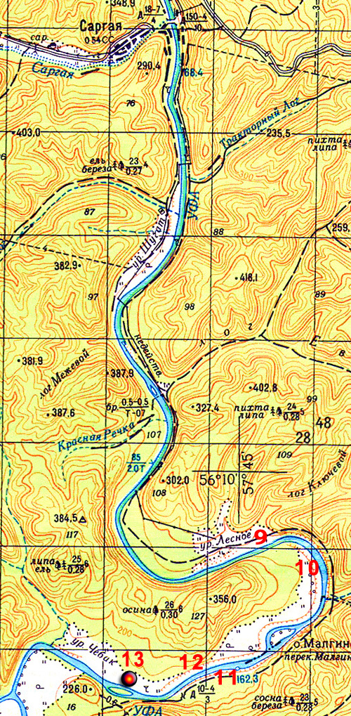 Карта реки уфа для сплава